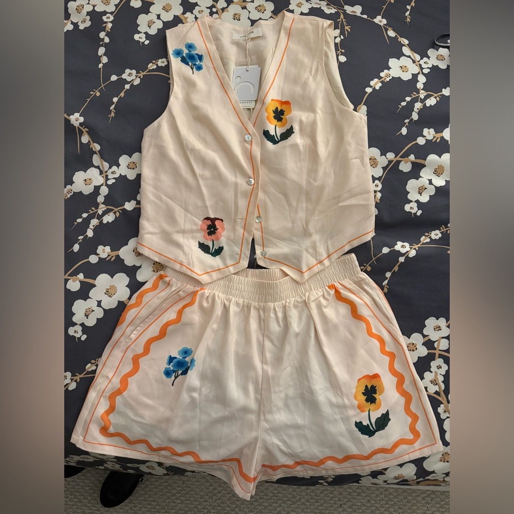 Floral Print Tank Shorts Set